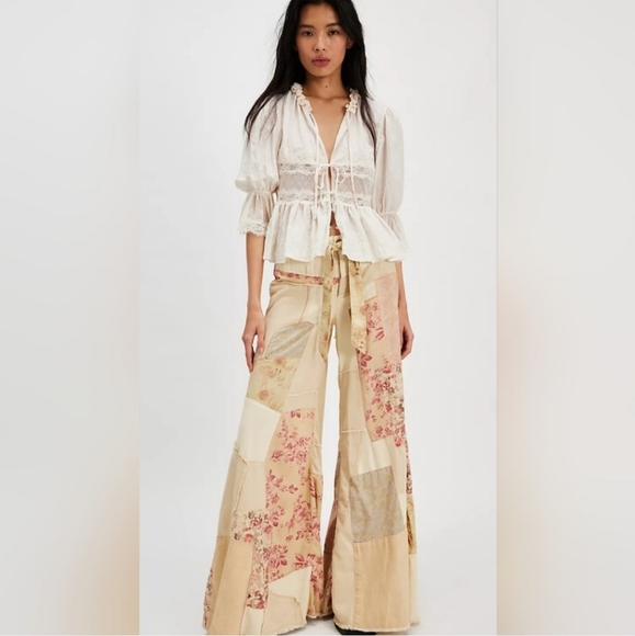 - NWT Free people Savannah Patchwork Pants.Size:Small - Picture 1 of 4